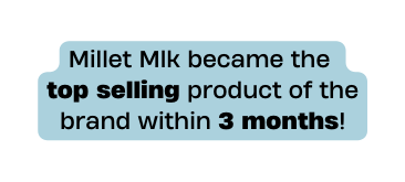 Millet Mlk became the top selling product of the brand within 3 months